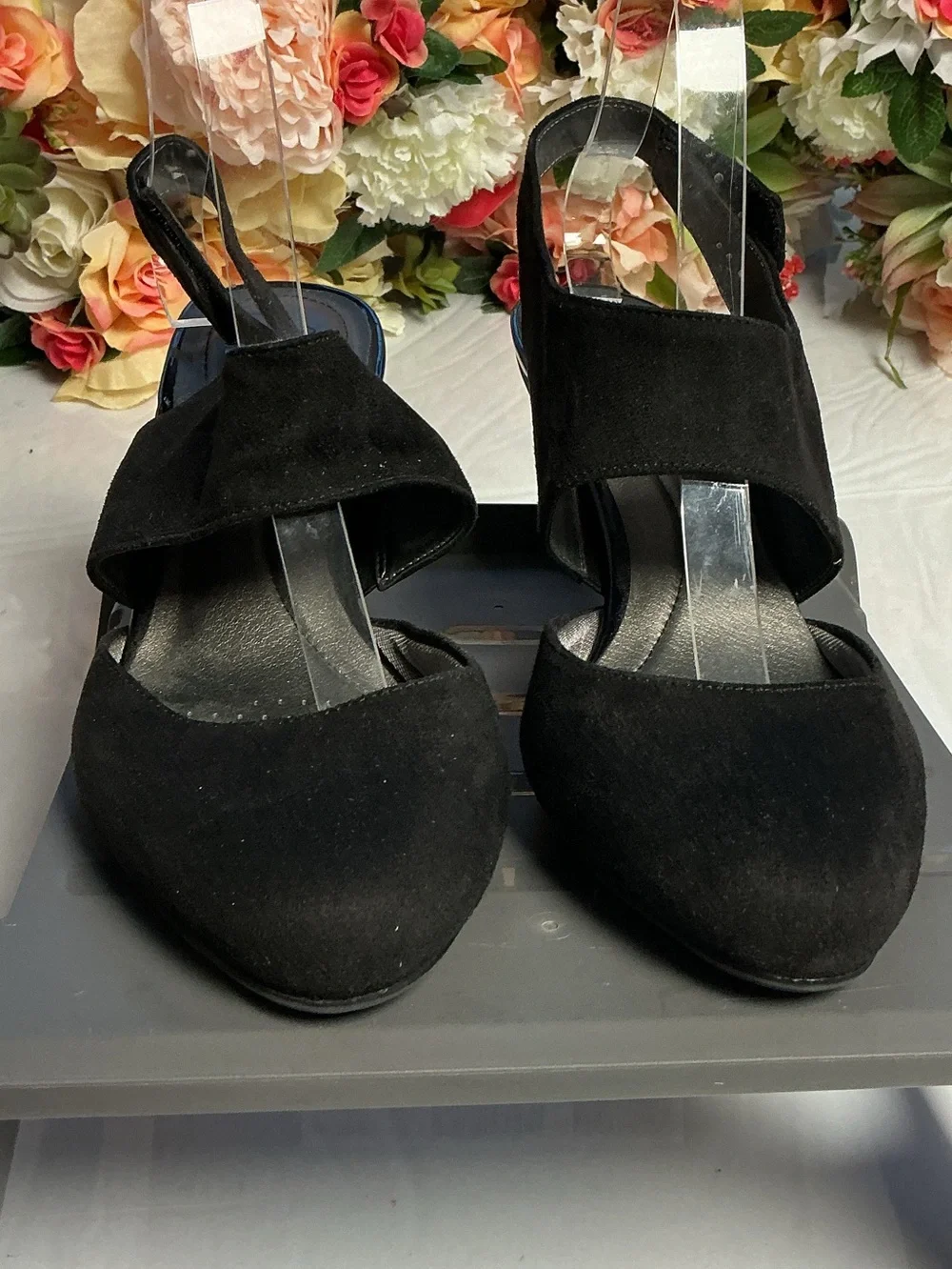 LifeStride Soft System Flex Black Slingback Pumps Women’s 9M Comfort Dress Heels